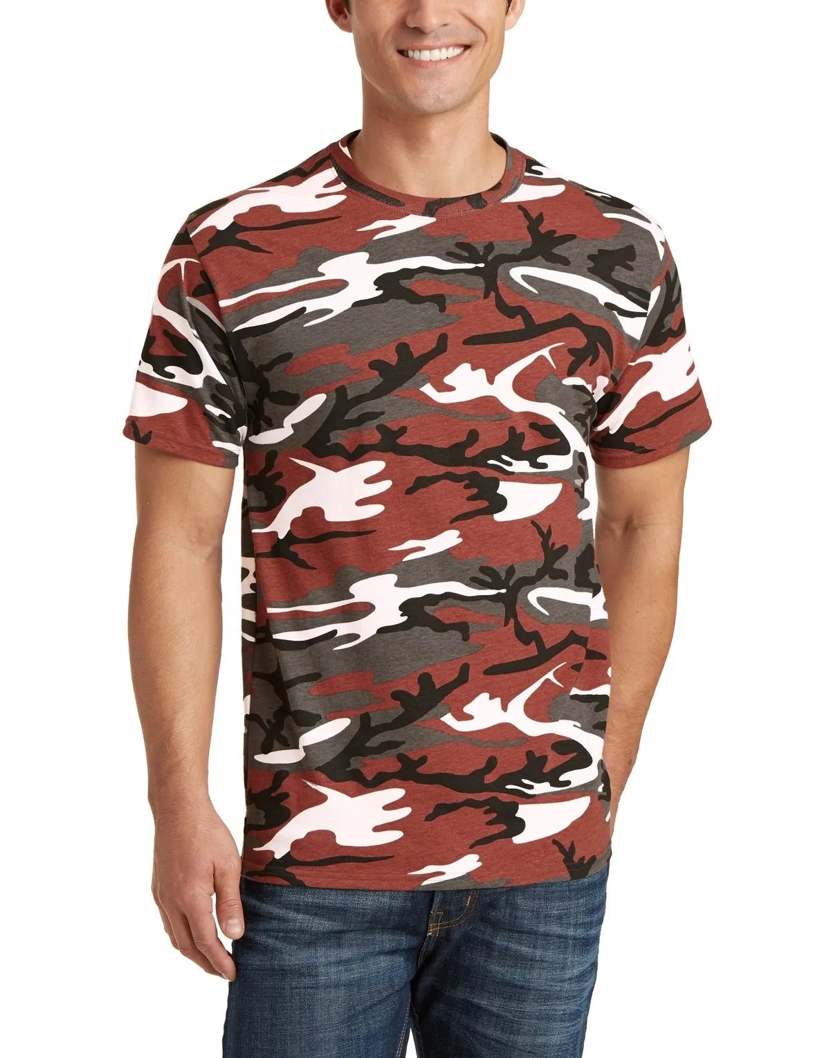 JustBlanks Men's Short Sleeve Core Camo Cotton Crew Neck T-Shirt Sleek Layers FlexibleCollarOptions