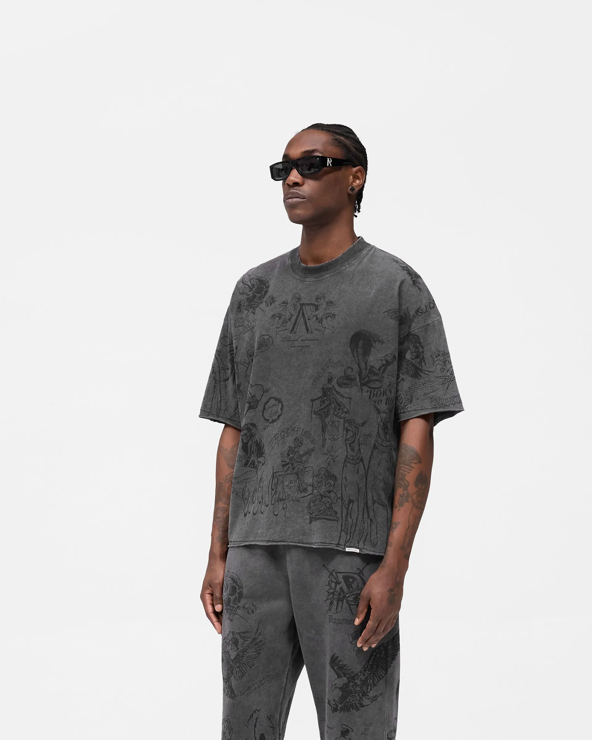 Layered Sleeve Construction Legacy T-Shirt - Vintage Grey