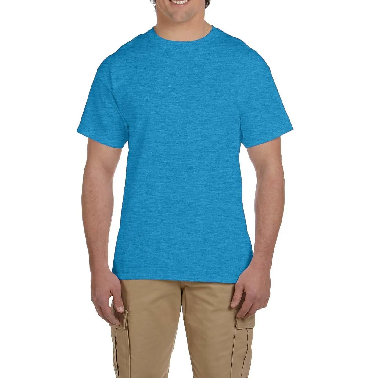 Soft Feel JustBlanks Men's Short Sleeve Crew Neck Performance Cotton T-Shirt