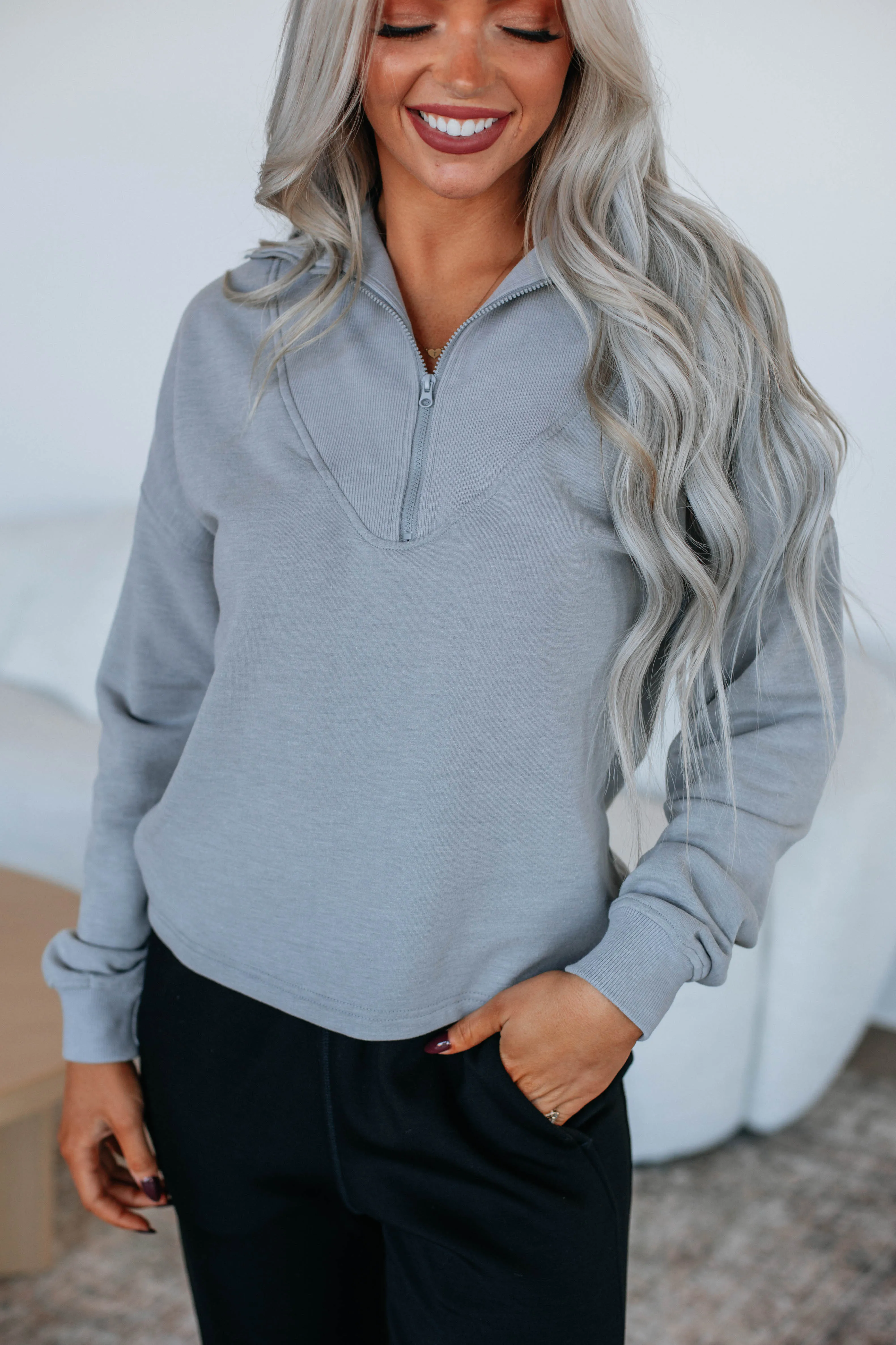 Tova Half-Zip Pullover - Heather Grey Layer Minimal