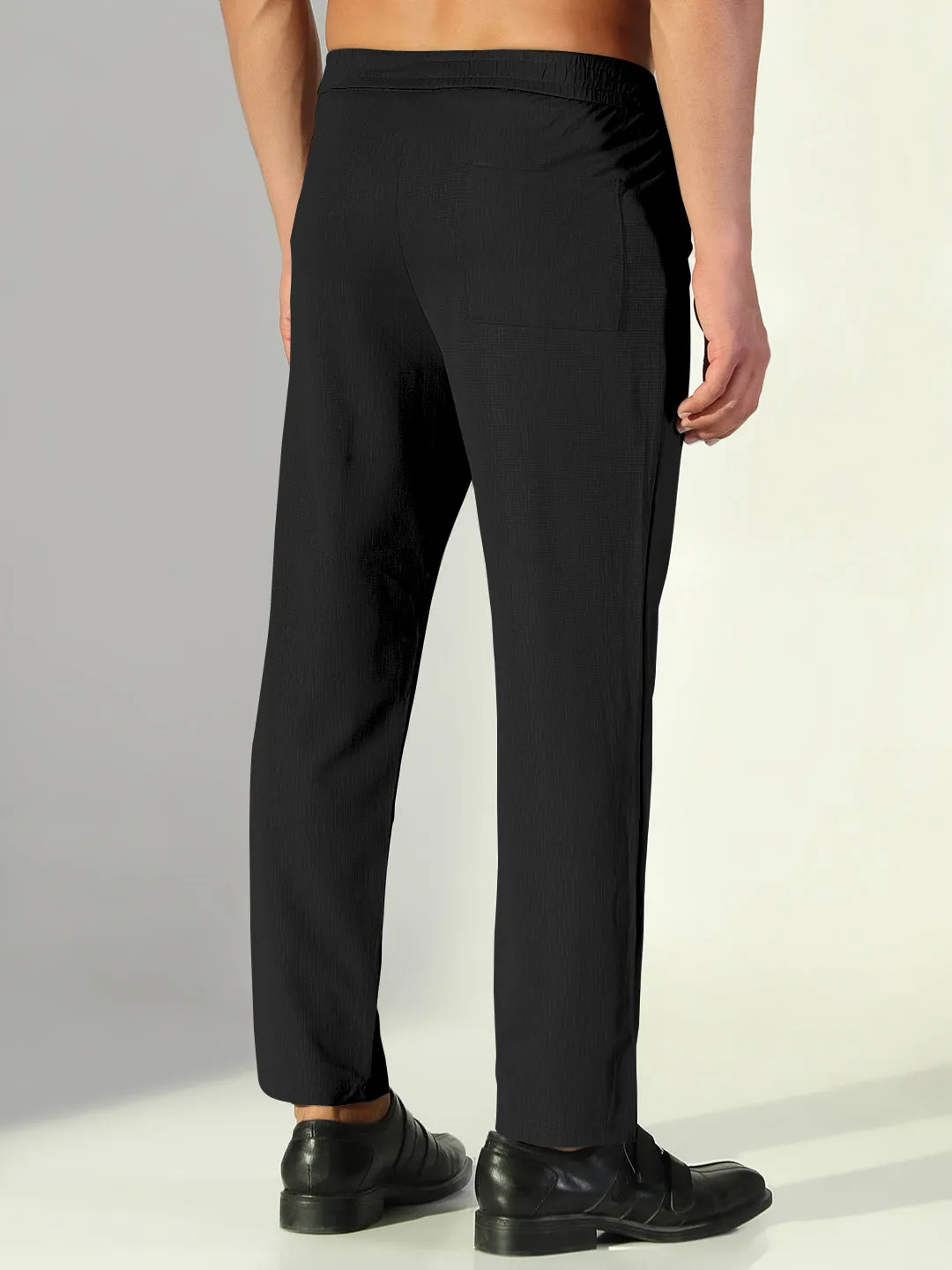 Soft Lines Men's Black Straight Fit Korean Trouser