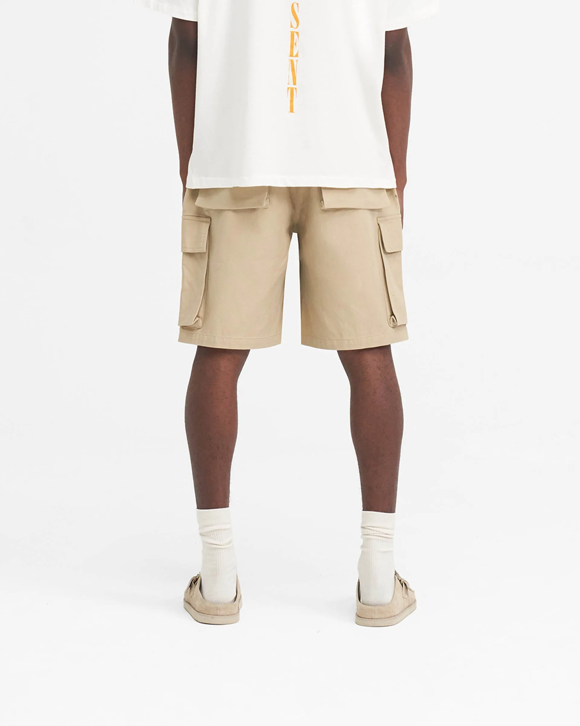 Baggy Cotton Cargo Short - Sandstone date night look Slim performance