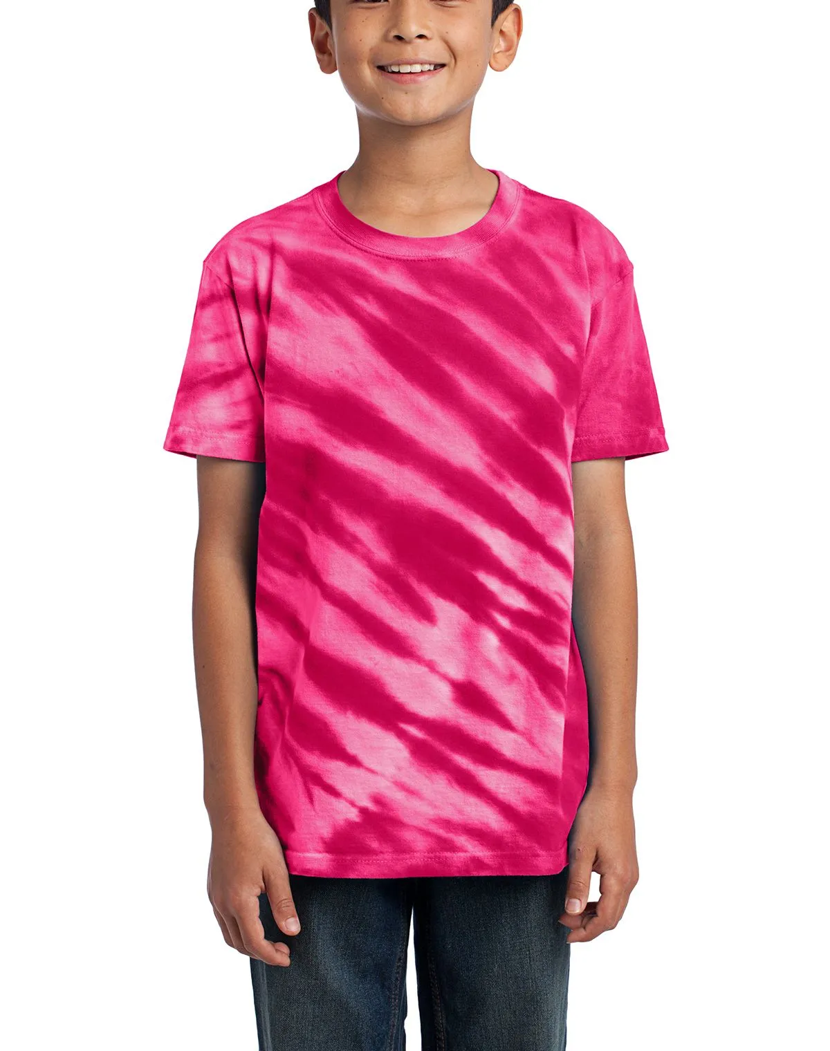 Natural Fiber Blend JustBlanks Youth Short Sleeve Tie-Dye T-Shirt - Tiger Stripe