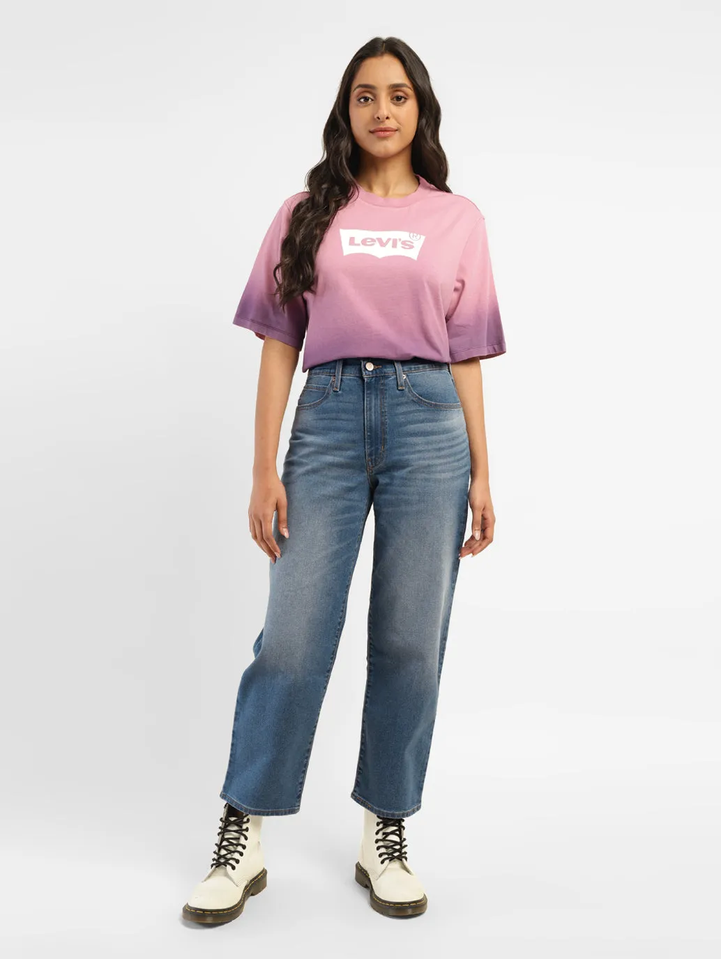 Women's 94 Blue Baggy Fit High Rise Jeans Perfectly Fitted Loose Modern Minimalist