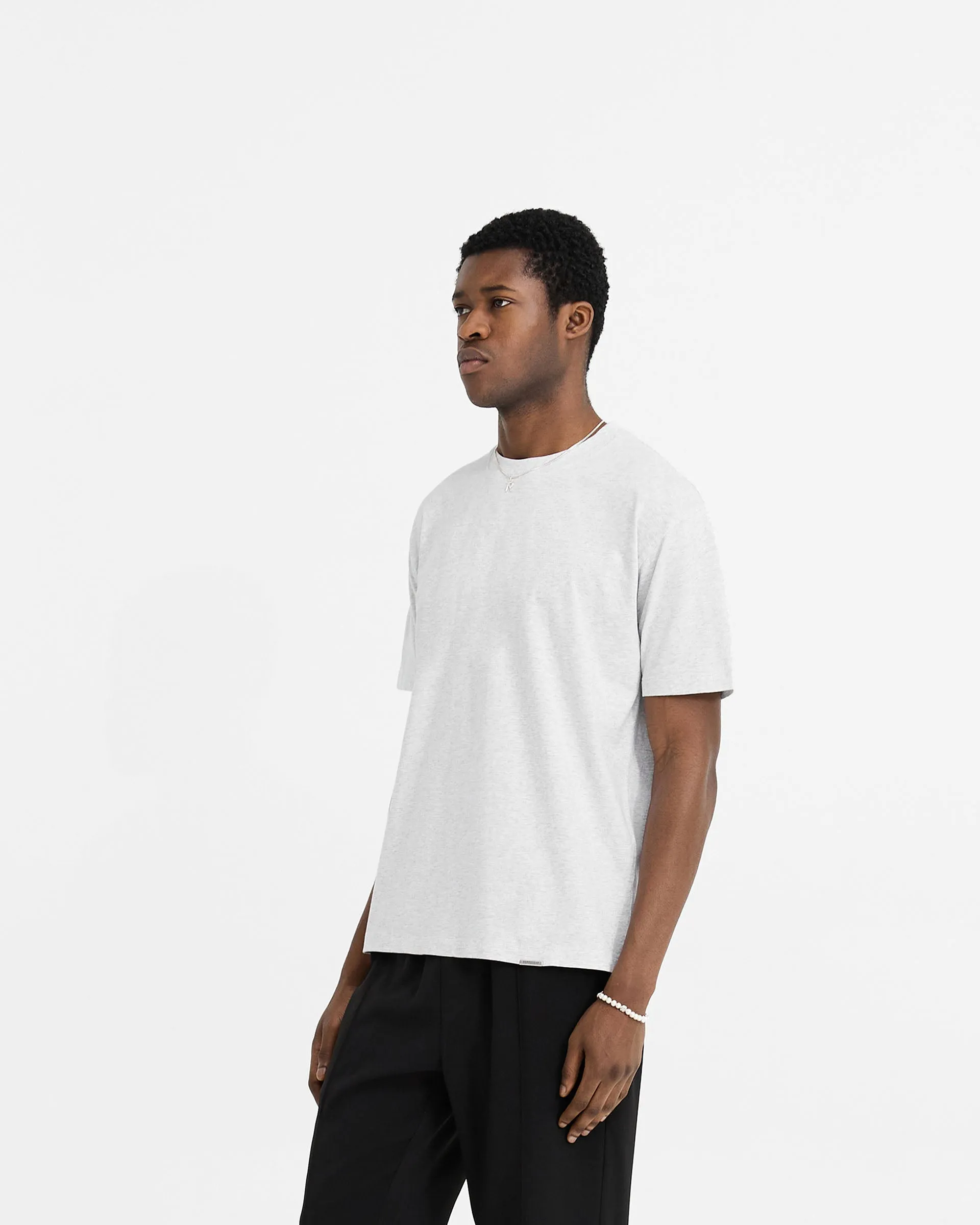 Summer Essential Initial T-Shirt - Ice Grey Marl