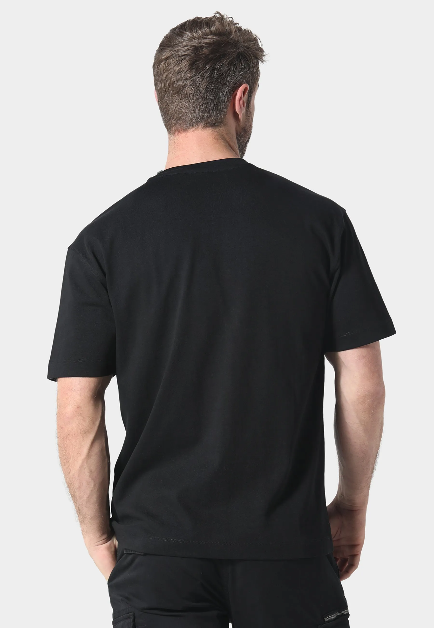 Flexible Ribbed Cuffs Daily Trend Edmonson Black T-Shirt