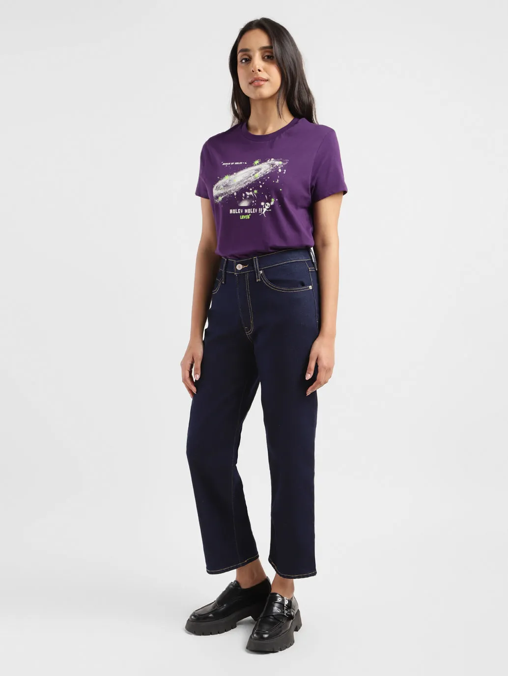 Spring Mood Bold Road Trip Bold Look Smart Casual Women's 94 Navy Blue Baggy Fit Mid Rise Jeans