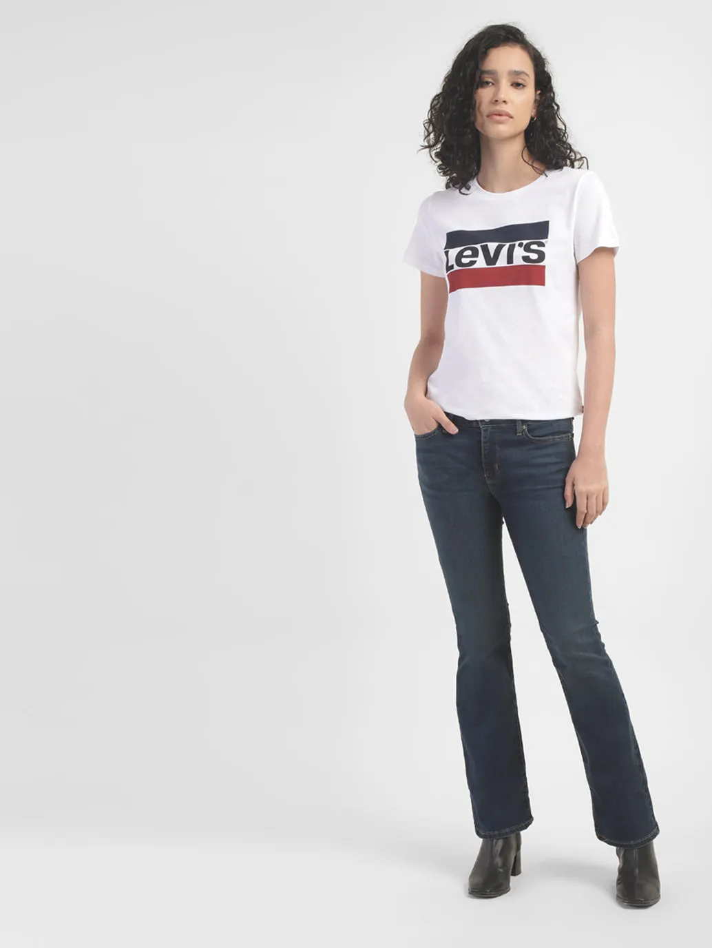 Women's 715 Blue Flared Fit Mid Rise Jeans Base Wear Modern Silhouette