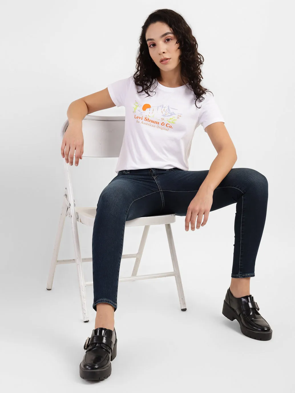 Women's 710 Blue Skinny Fit Mid Rise Jeans Comfy Design Style Modern Earthy