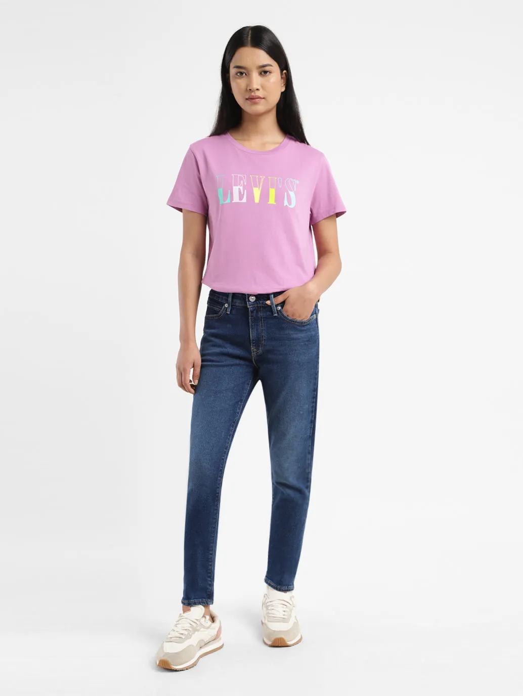 Modern Minimalist Rainy Day Women's 711 Blue Skinny Fit Mid Rise Jeans