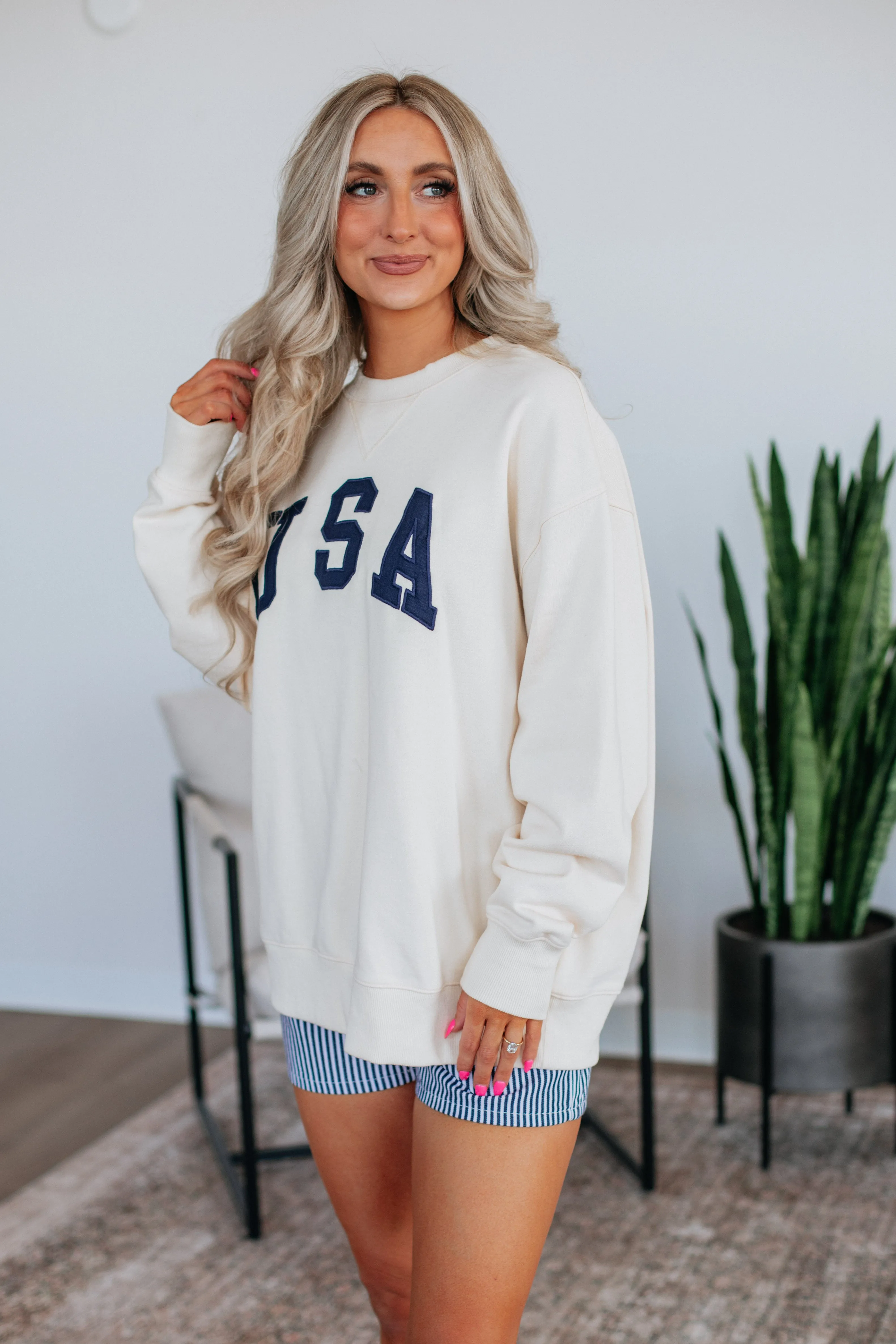 USA Pullover - Cream Velvet product animal print wildness