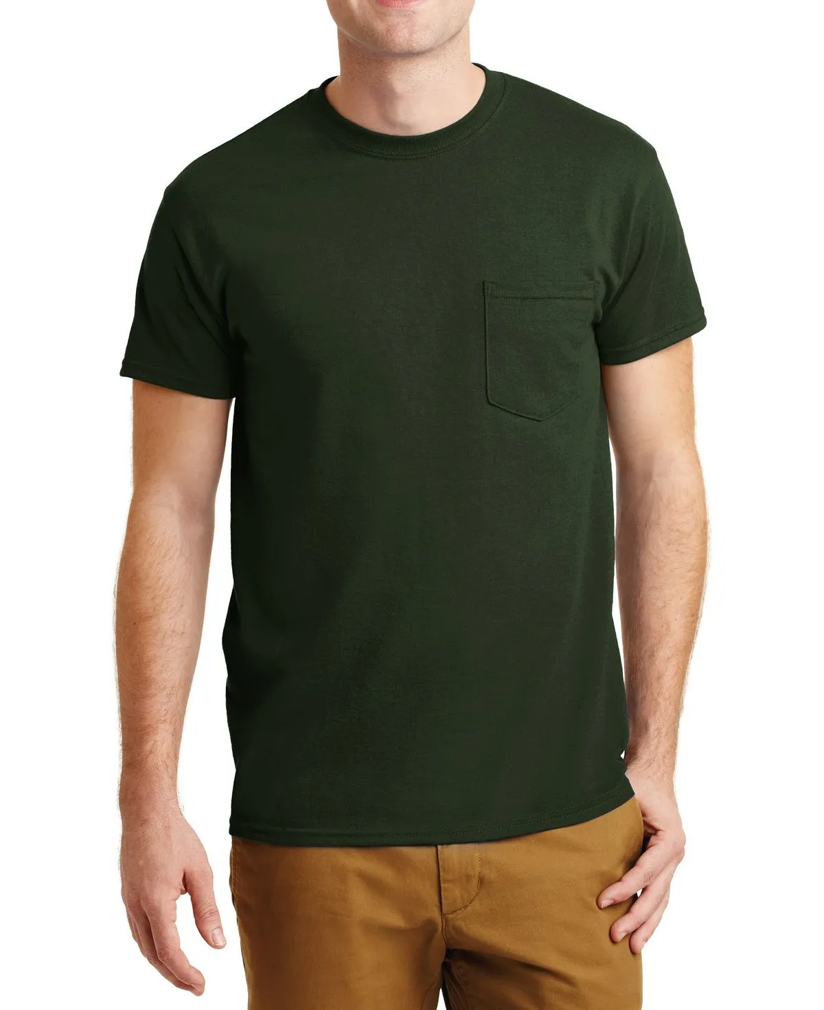 JustBlanks Men's Short Sleeve Pocket T-Shirt with Seamless Double Needle Chest Pocket Stretch Design Sporty Layer