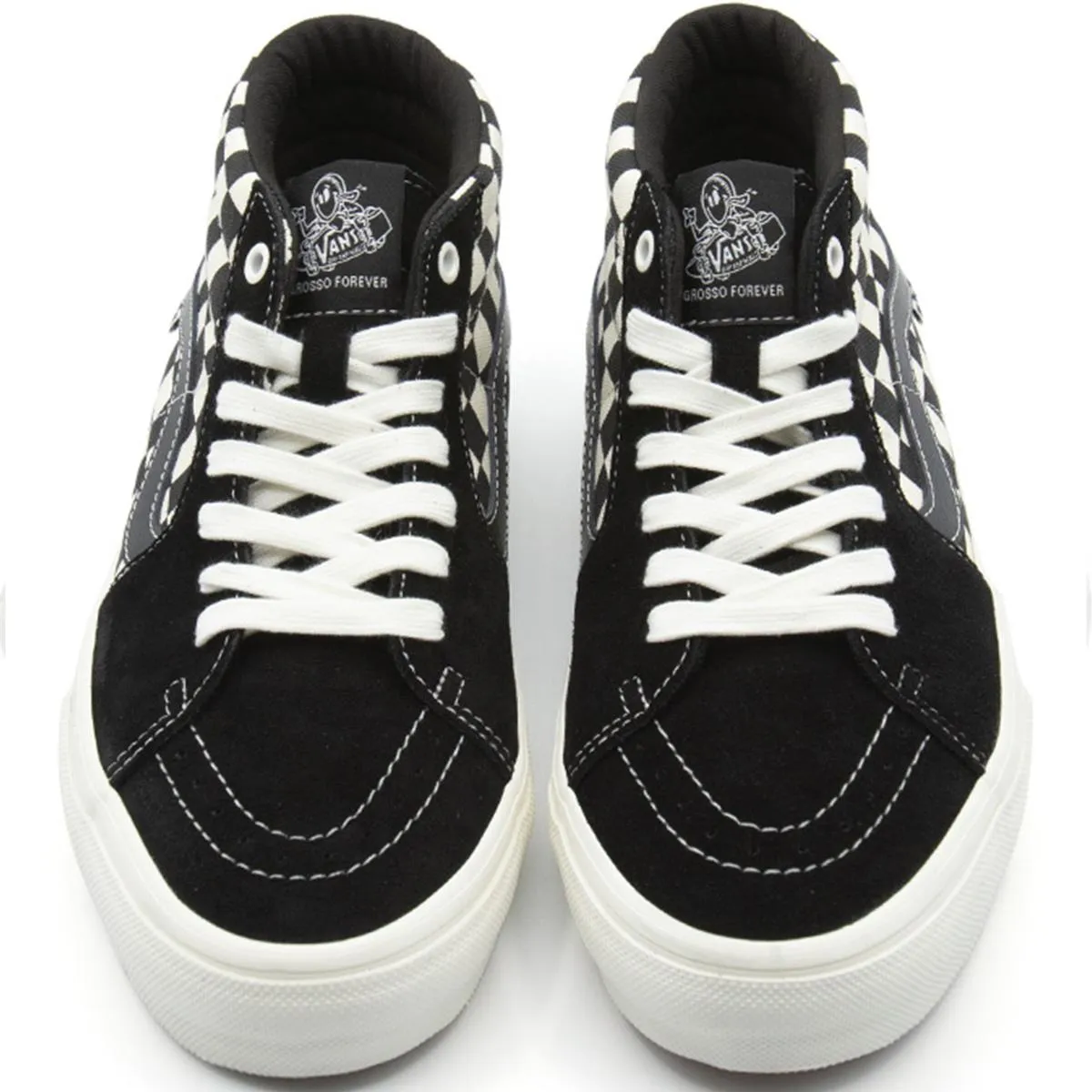 Vans Skate Grosso Mid - Checkerboard Black/Marshmallow Outfit Essential Slide Step