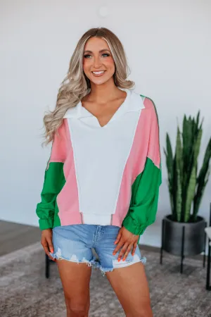 All-Weather Comfort Adult Size Vanya Oversized Pullover - Kelly Green Mix