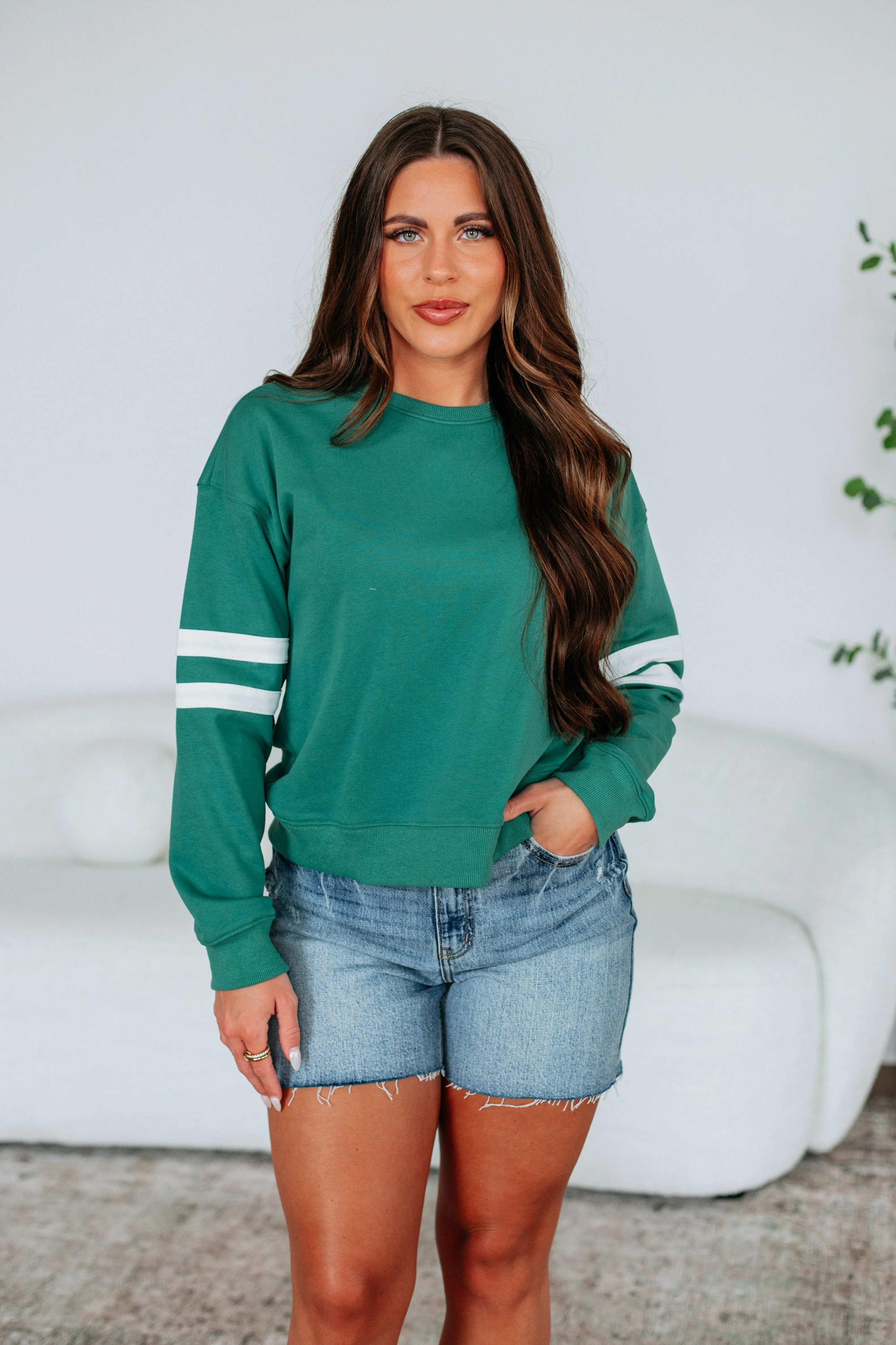 Varsity Pullover - Jade Comfy Basics