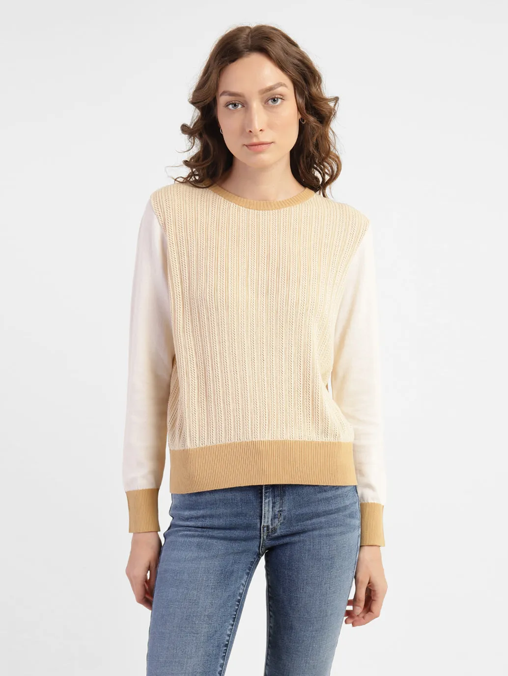 Women's Self Design Round Neck Sweater Simple Silhouette