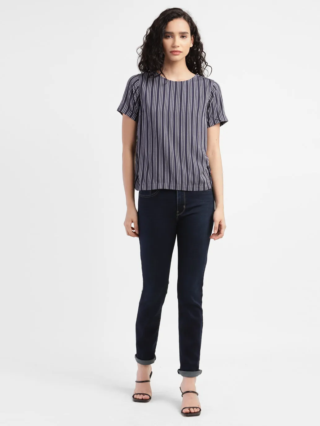 Women's 724 Blue Straight Fit High Rise Jeans Cool And Clean