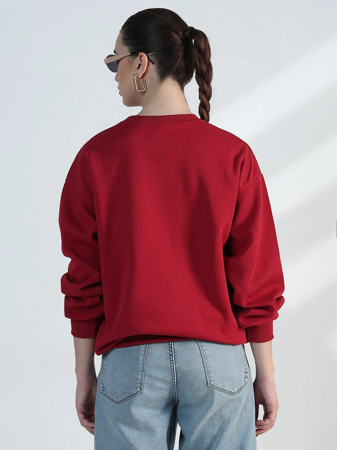 Women's Graphic Red Oversized Sweatshirt Chambray Dark Shade
