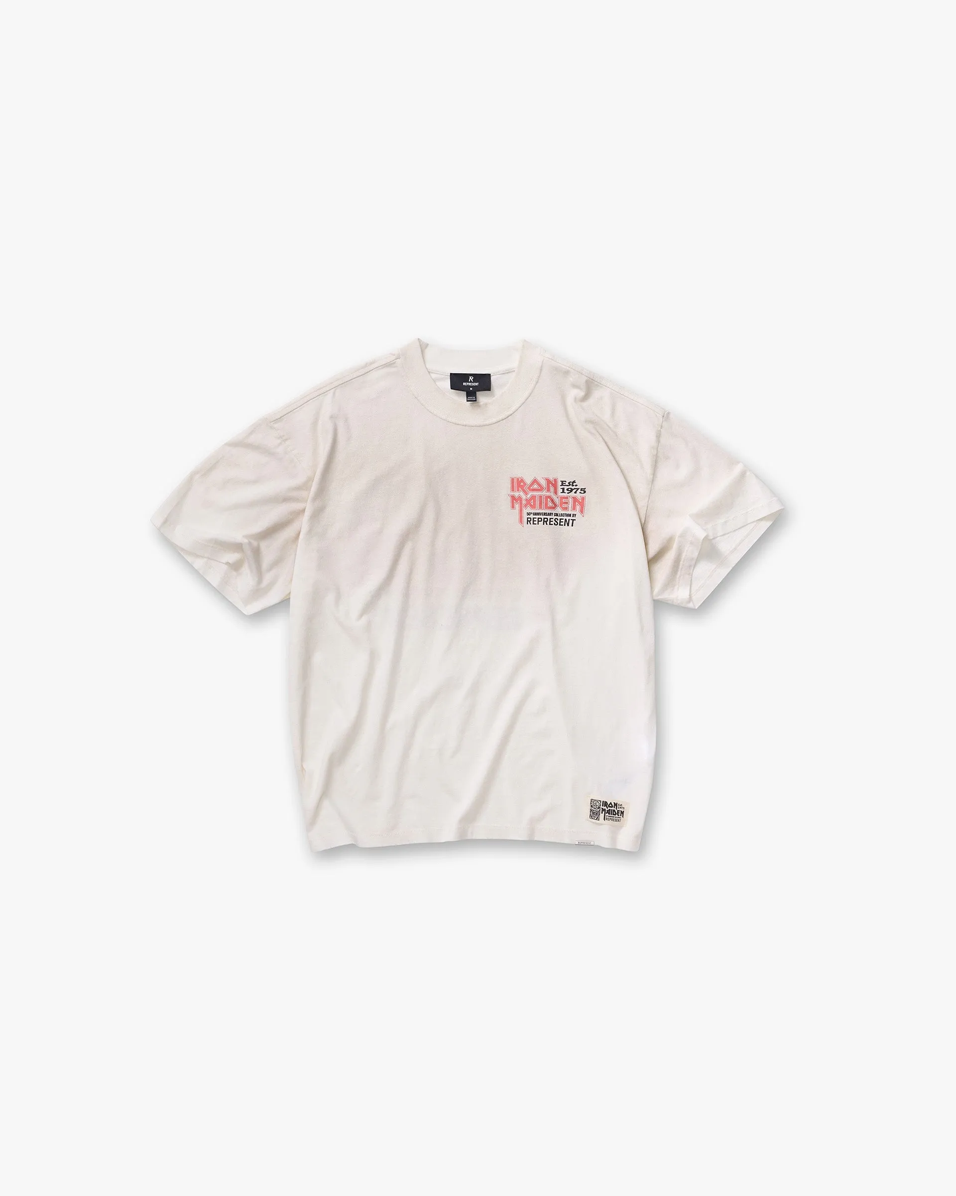 Represent X Iron Maiden Anniversary T-Shirt - Washed Ecru Oeko Tex Certified right size