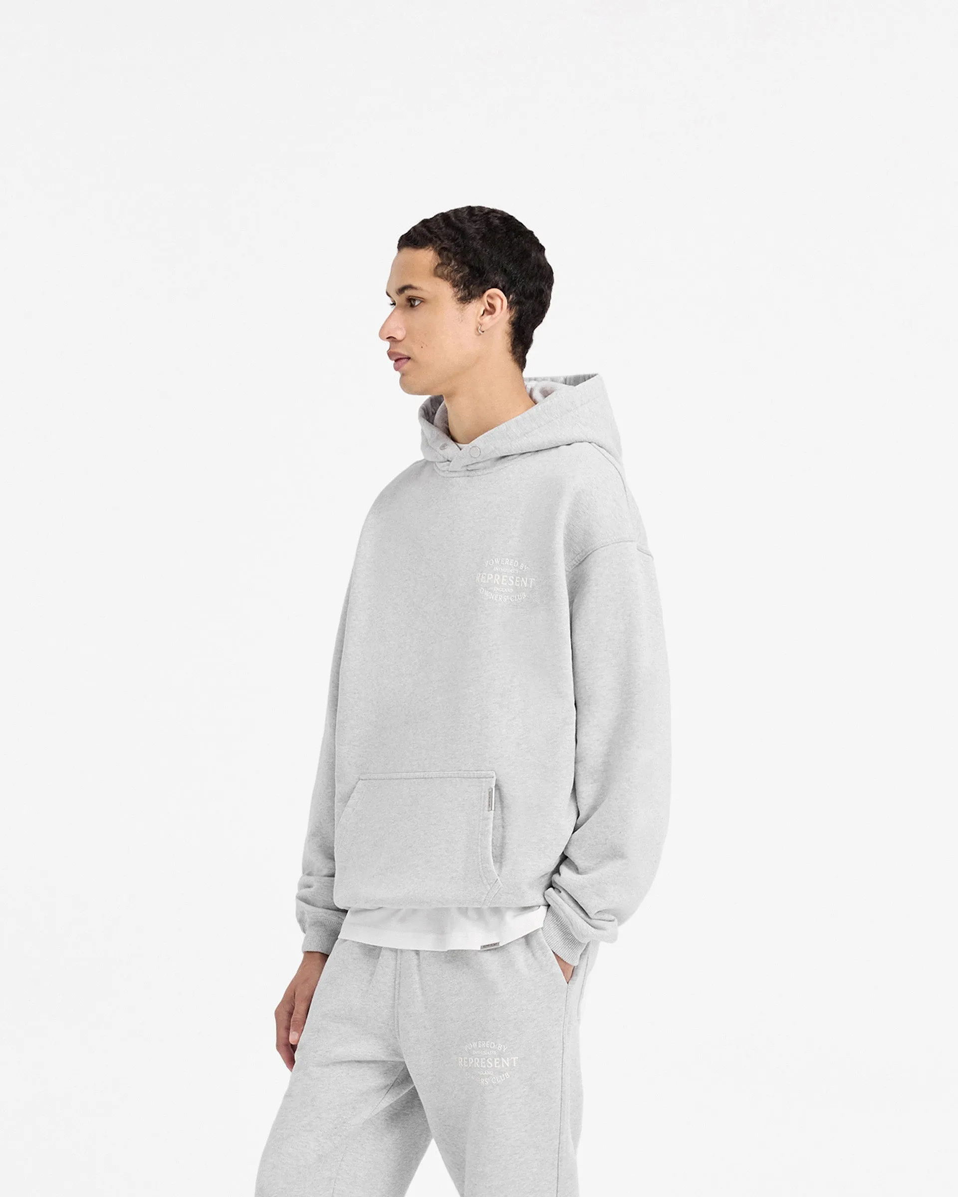 No pockets Represent Owners Club Stamp Hoodie - Ash Grey