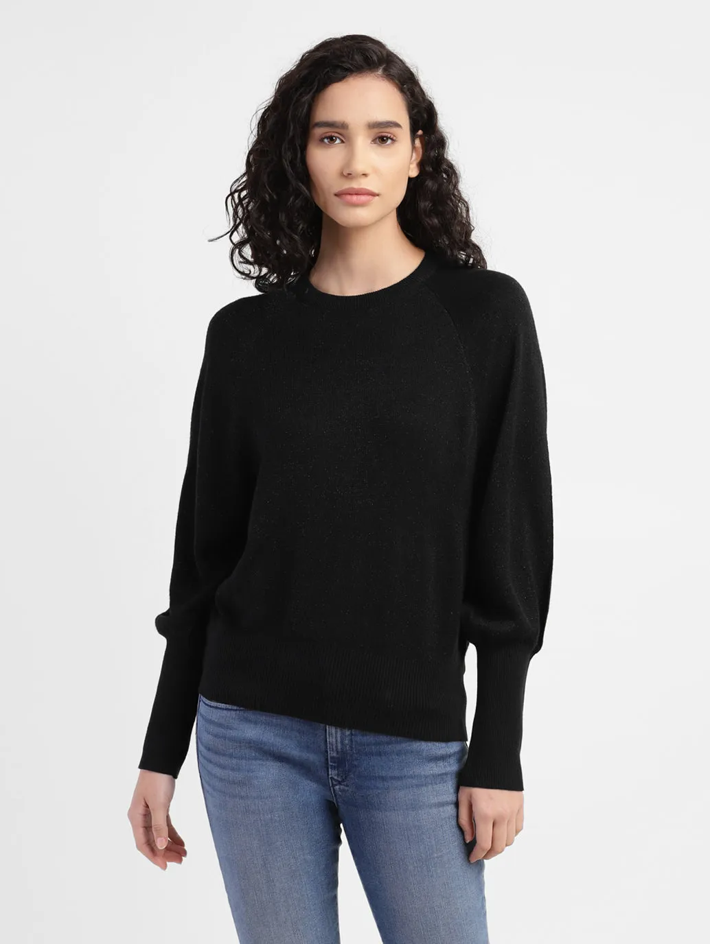 TemperatureRegulating Yarn Women's Red loop Metallic Solid Sweater