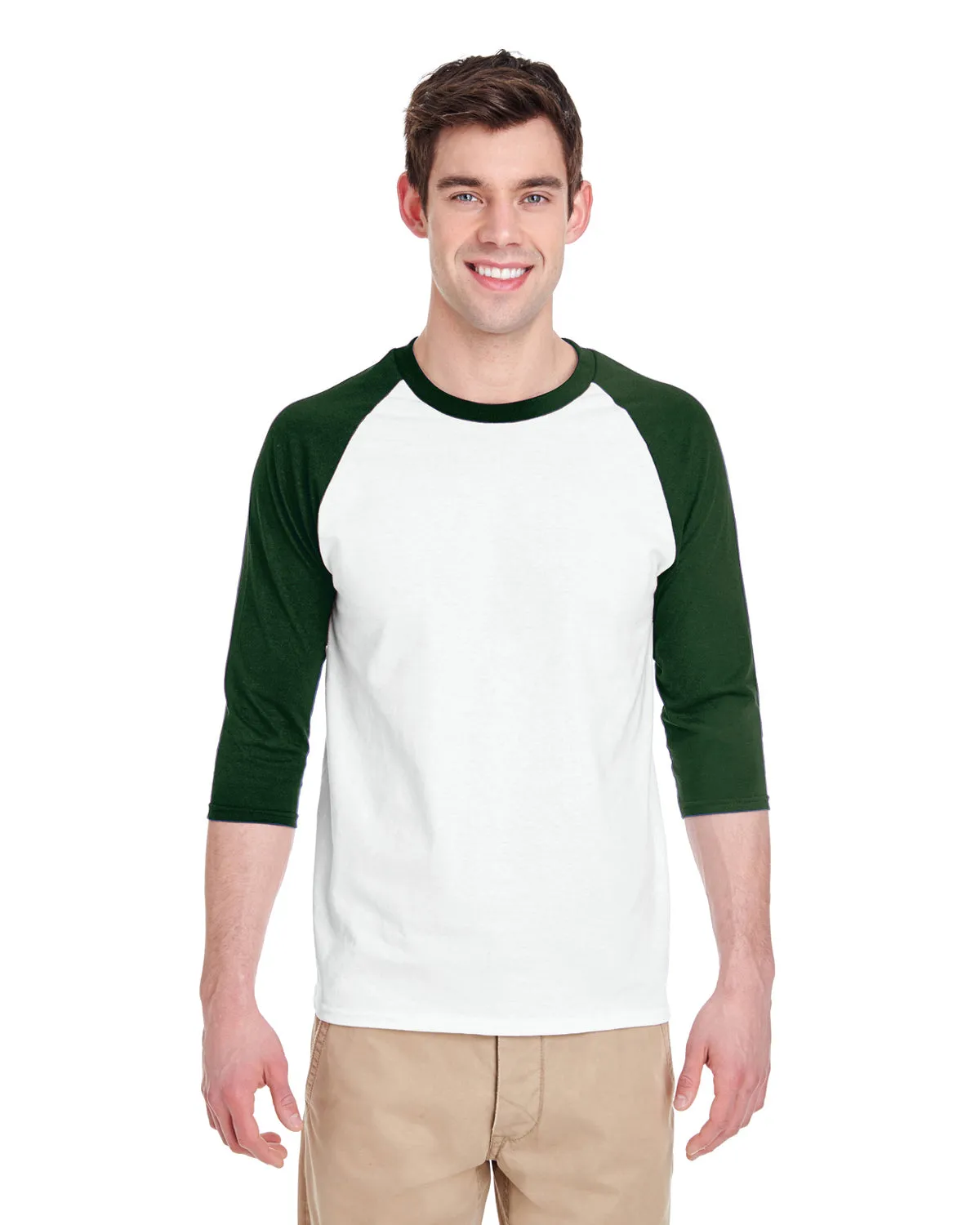 Plus size clothing JustBlanks Men's 3/4 Sleeve Raglan Baseball T-Shirt