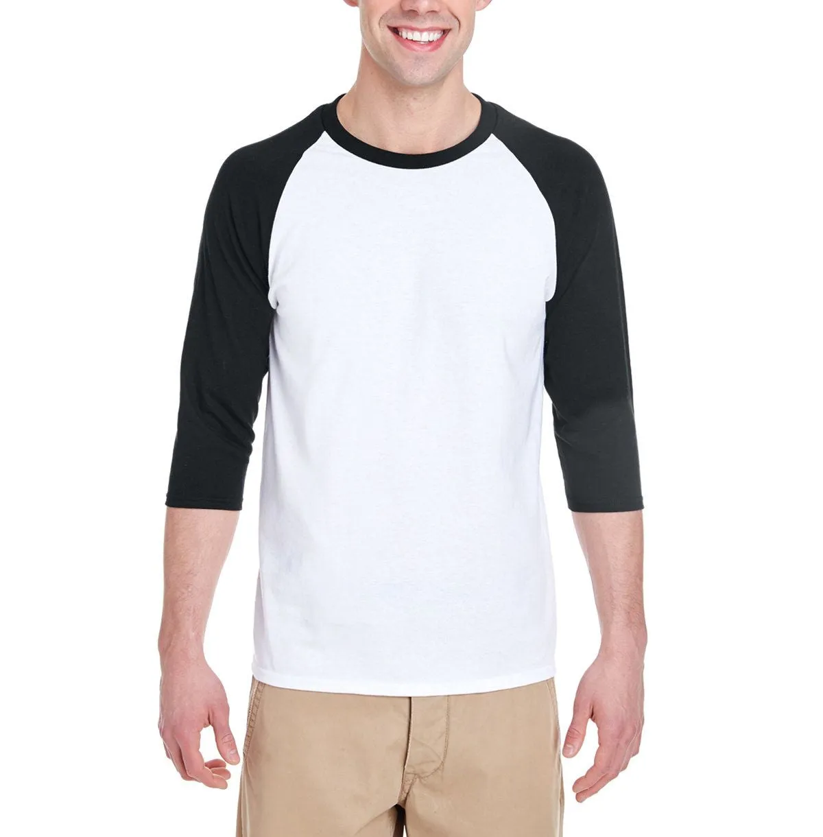 Daily Favorite Adaptable JustBlanks Men's 3/4 Sleeve Raglan Baseball T-Shirt