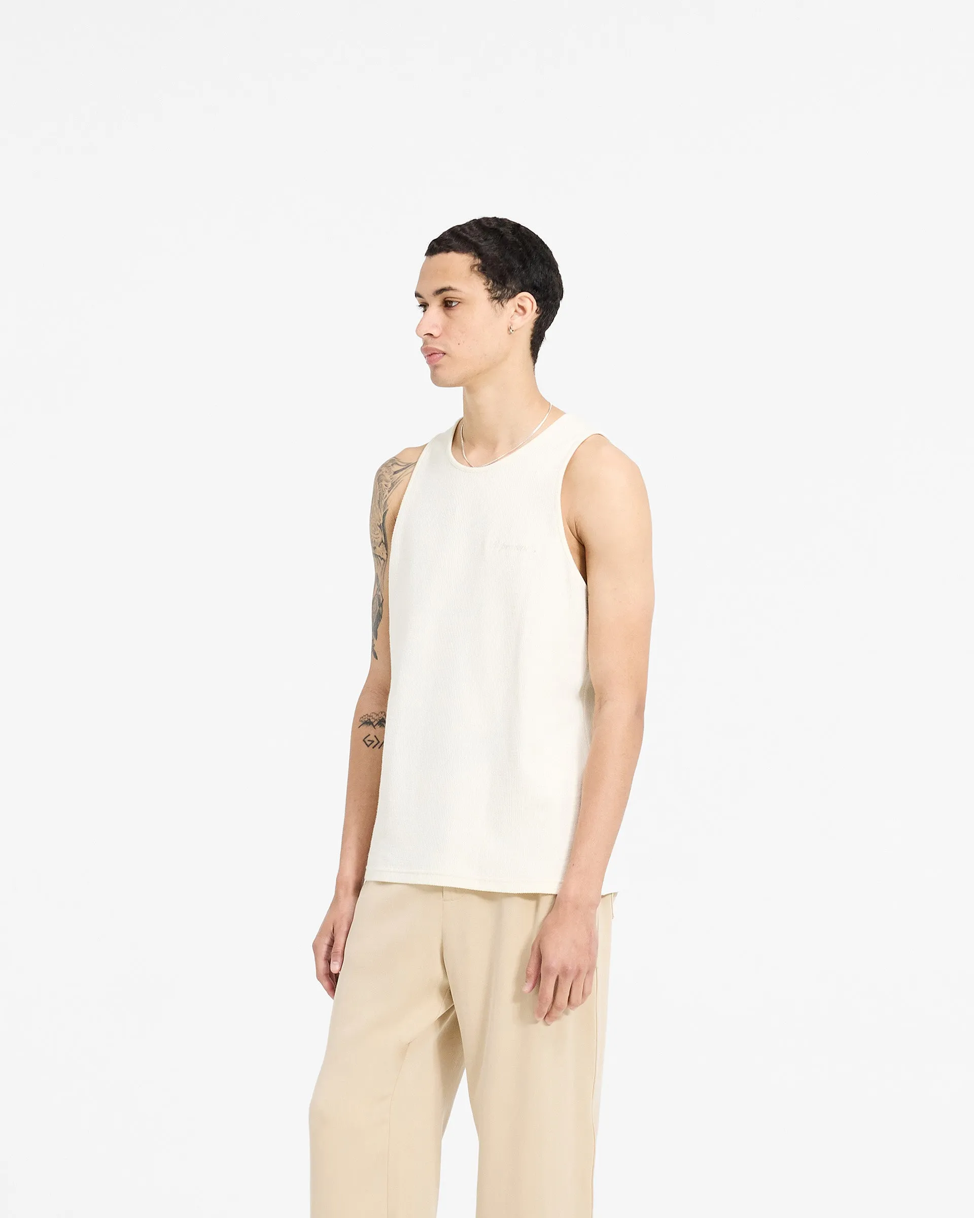 Sleek Performance Waffle Vest - Antique White