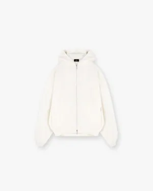 Layer Comfort Waffle Zip Through Hoodie - Flat White