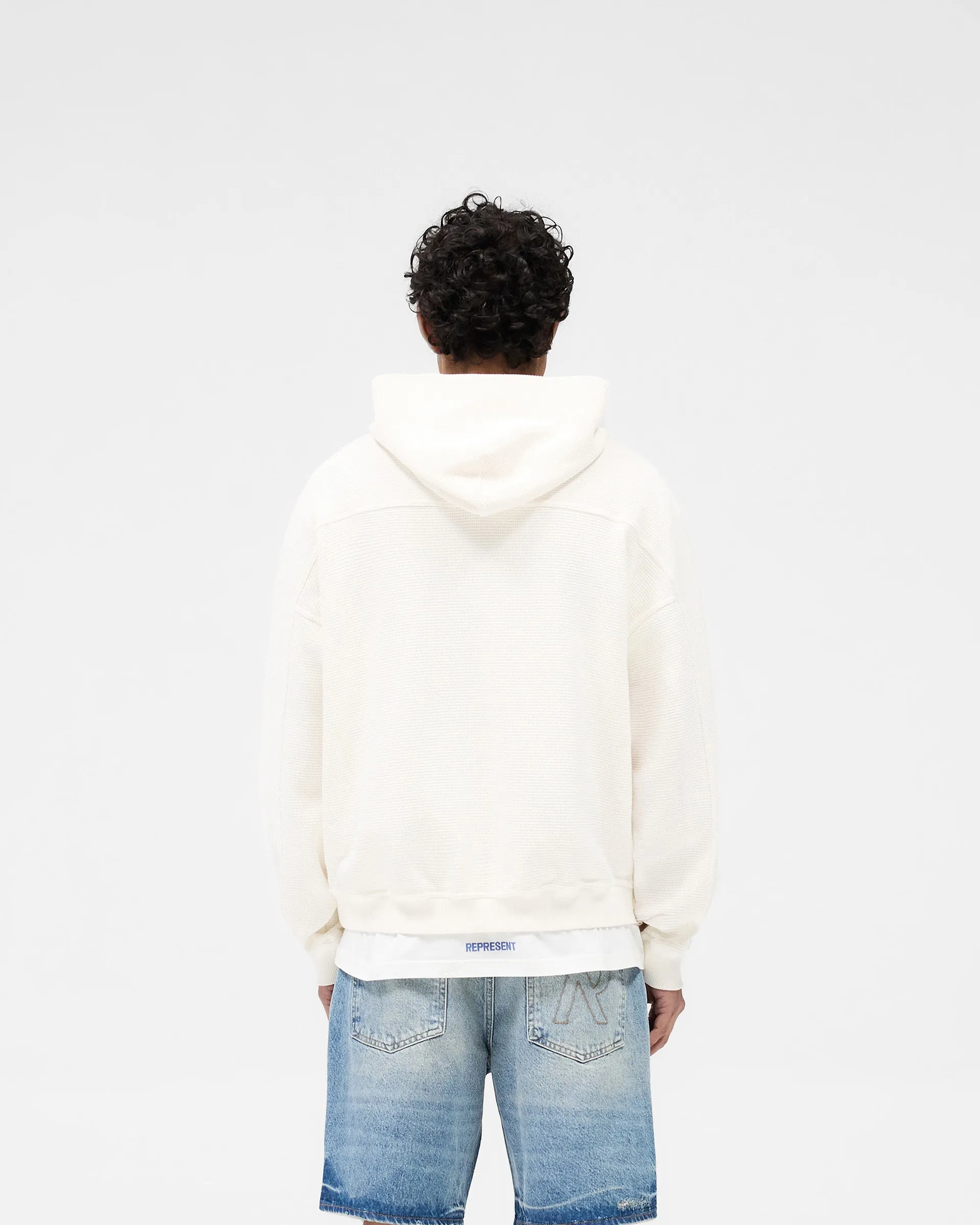 appropriate for winter Waffle Zip Through Hoodie - Flat White