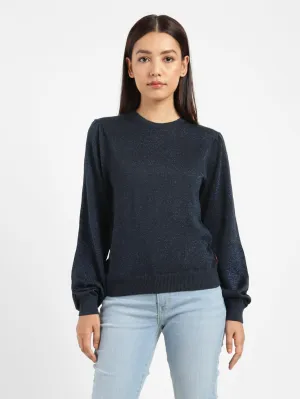 Women's Solid Round Neck Sweater Chilly Days EcoCertified Wool Blend