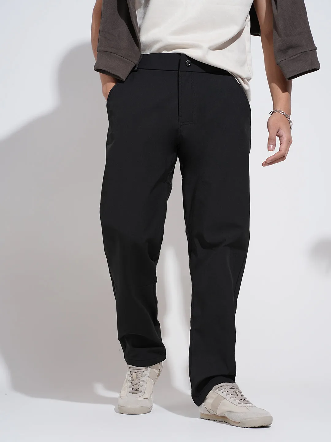 Timeless Comfort Wear Men's Black Straight Fit Trousers