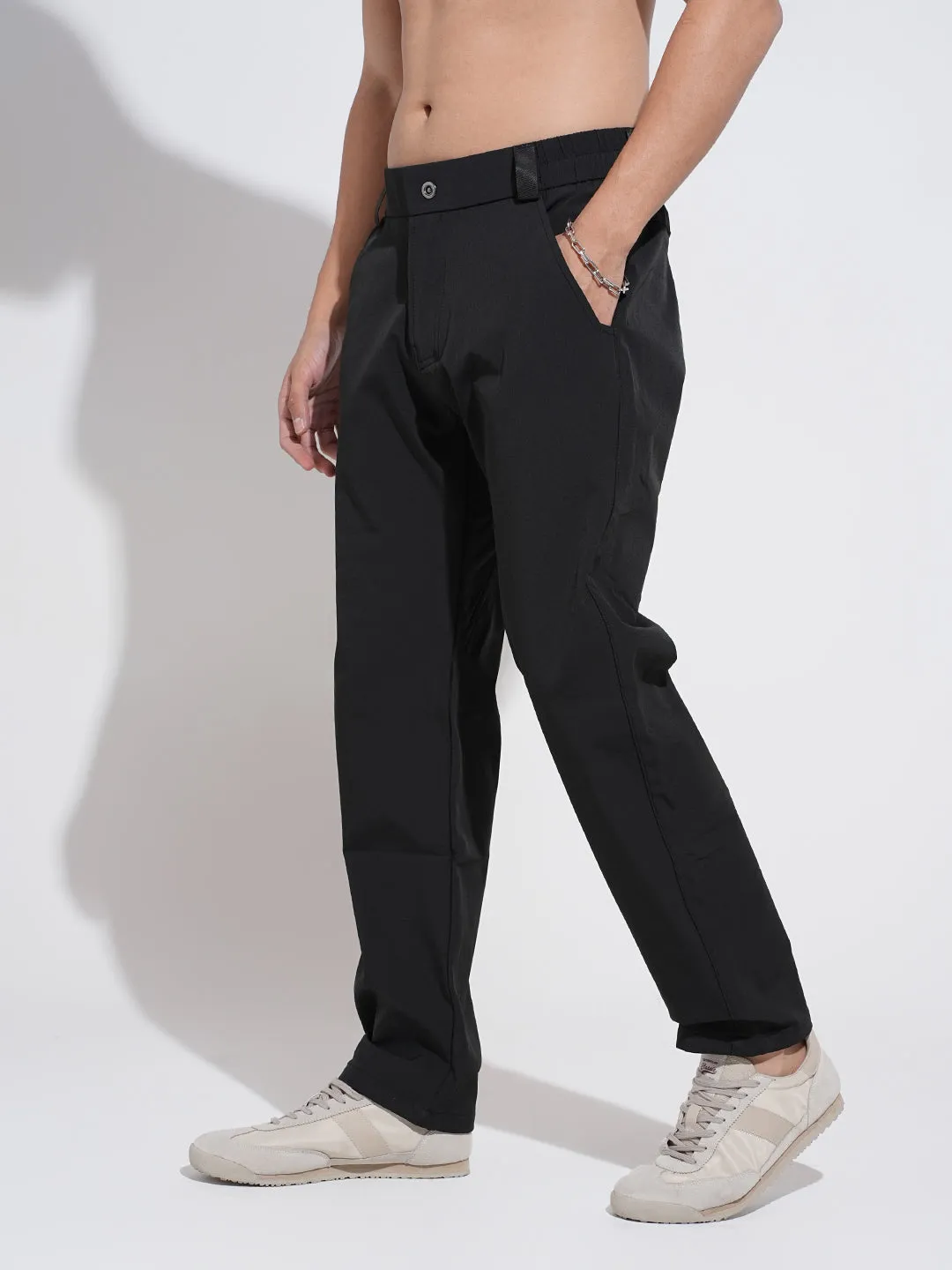 Men's Black Straight Fit Trousers Quick Access Functional Layers