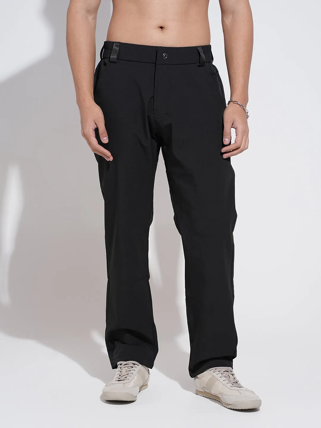 Wool blend Ultimate Wear Men's Black Straight Fit Trousers
