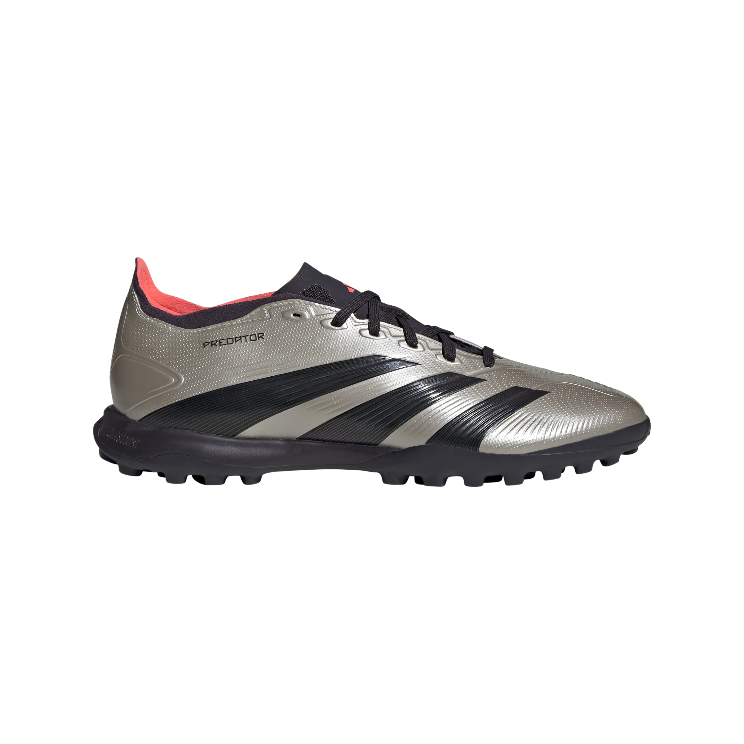 Grass Field Tear Resistant Material adidas Predator League Artificial Turf Soccer Shoes | Platinum Metallic/Aurora Black/Turbo | Men's