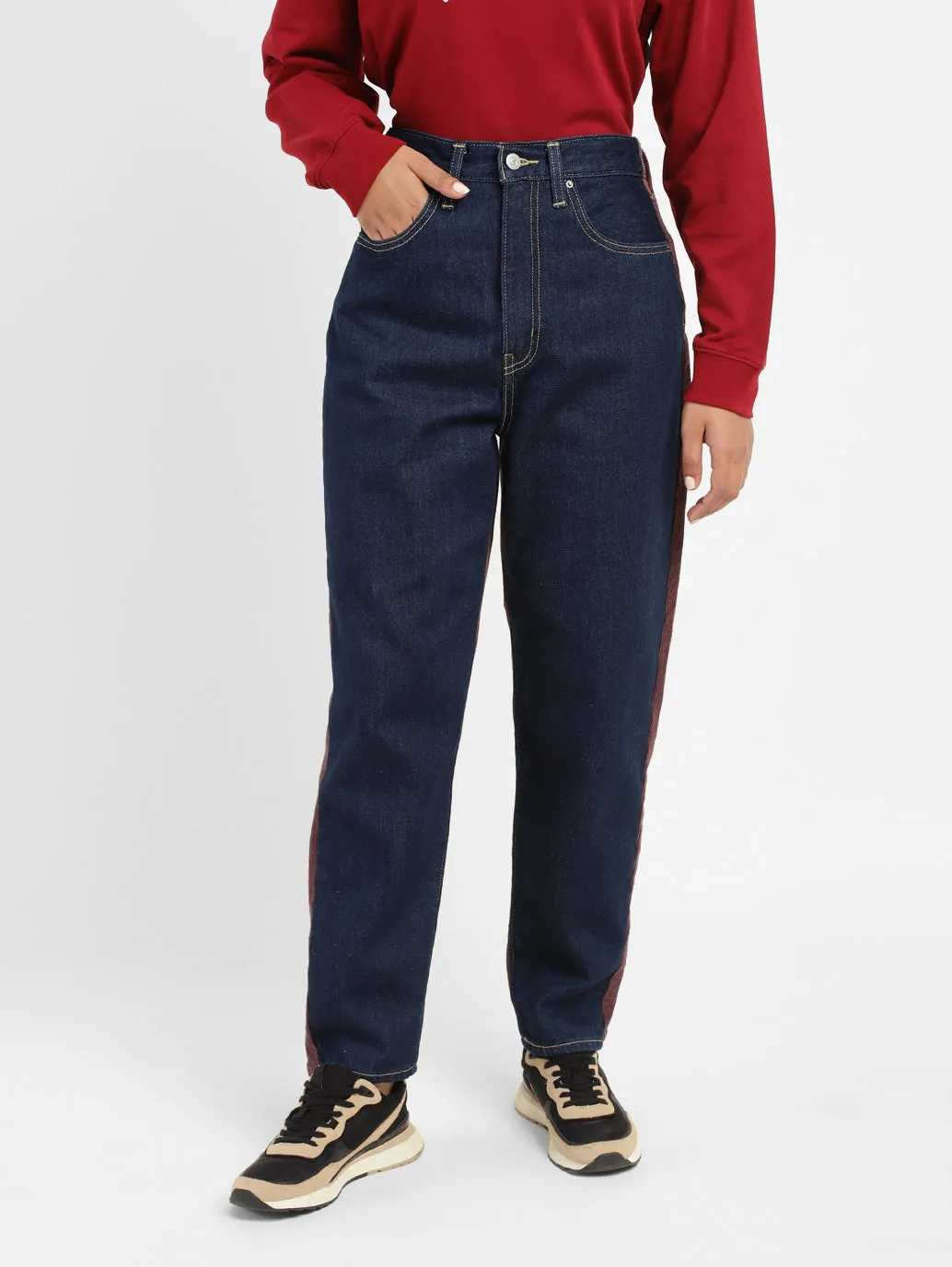 Women's 80s Mom Blue Loose Fit High Rise Jeans Tailored Appearance