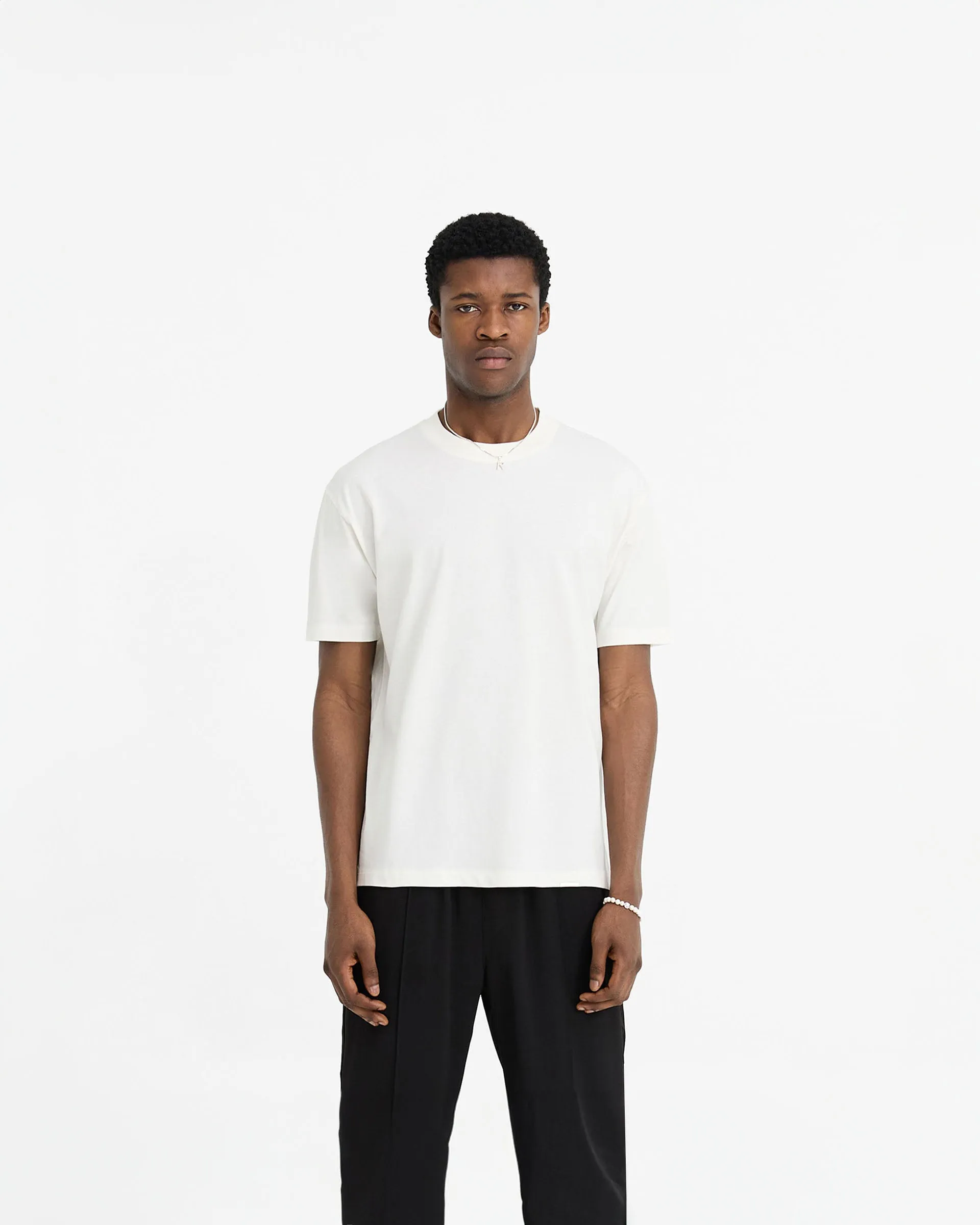 Slim Fit Design Perfect for Layering Initial T-Shirt - Flat White