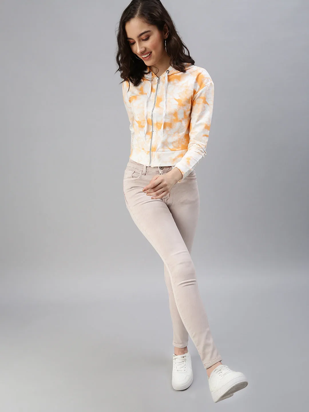 Women's White Printed Hooded Sweatshirt product generic practicality