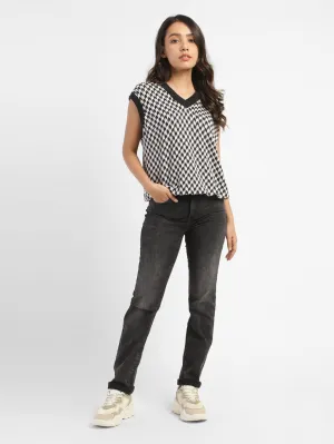 Women's 312 Black Straight Fit Mid Rise Jeans Office Wear Weekend Warrior Trend Setter