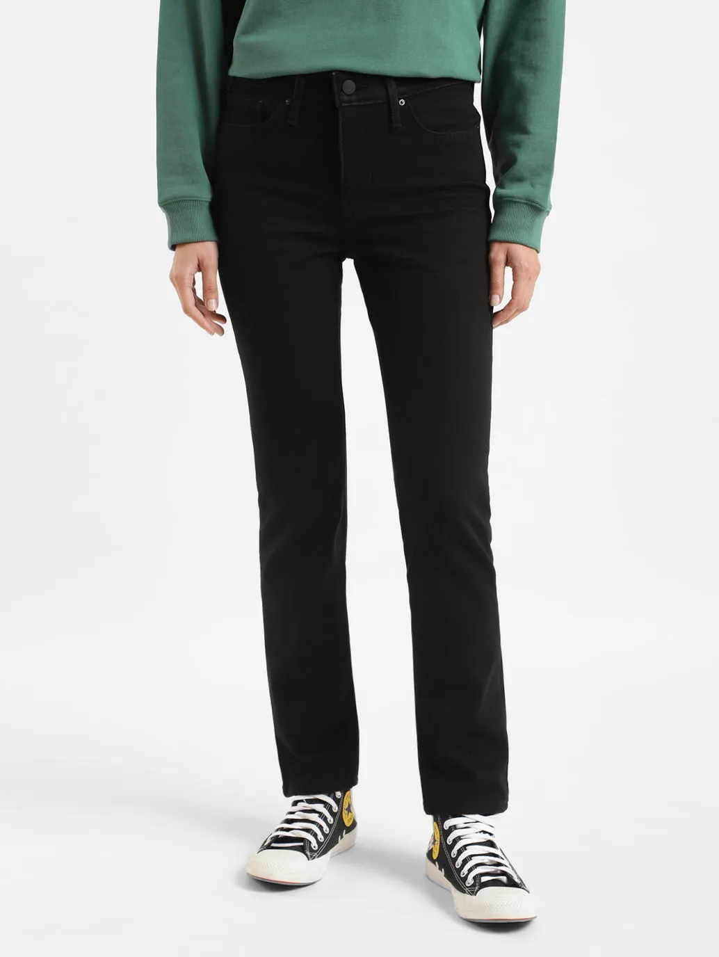 Women's 312 Black Straight Fit Mid Rise Jeans Outfit Routine