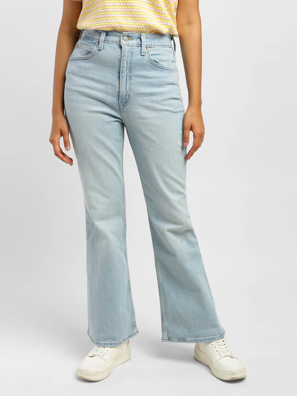 Light Outfit Women's 70s Blue Flared Fit High Rise Jeans