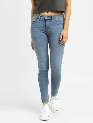 Women's 710 Blue Skinny Fit Mid Rise Jeans Sharp Vibe