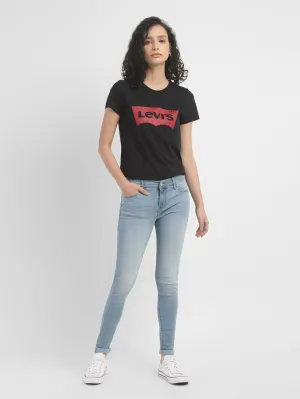 Women's 710 Blue Skinny Fit Mid Rise Jeans Clean Lines