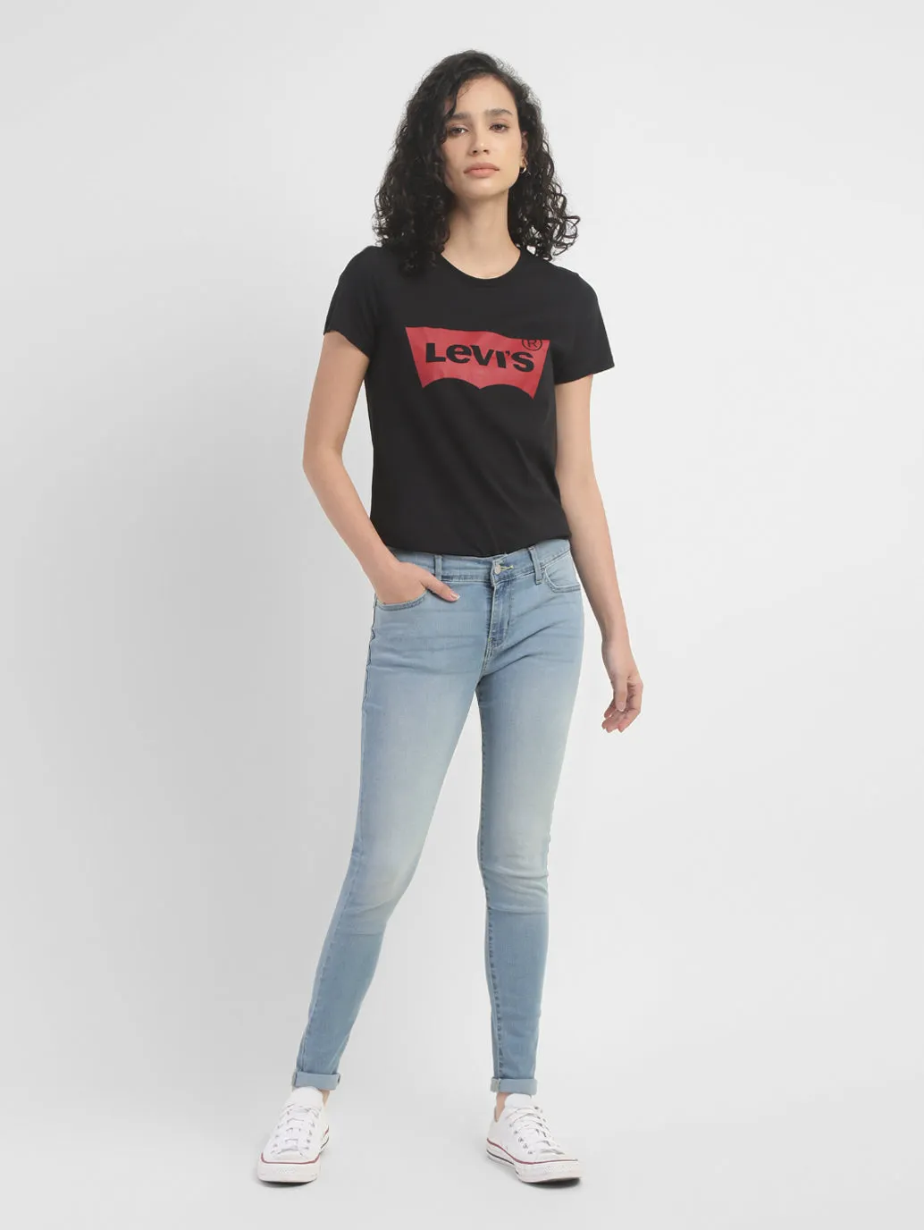 Women's 710 Blue Skinny Fit Mid Rise Jeans Clean Lines