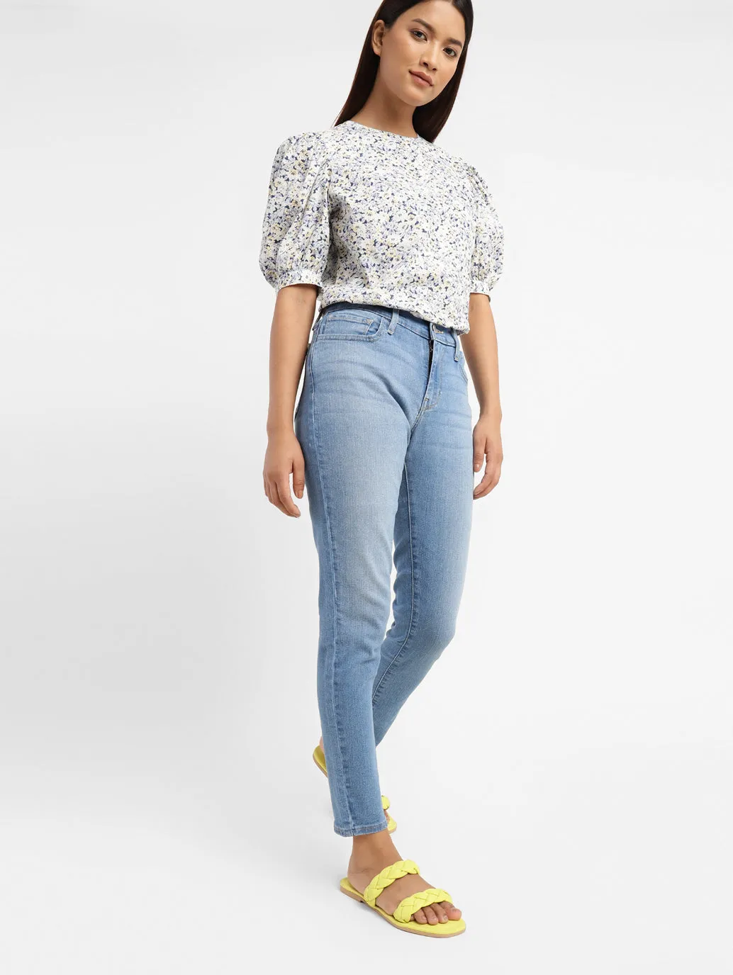 Women's 710 Blue Skinny Fit Mid Rise Jeans Sleek Option