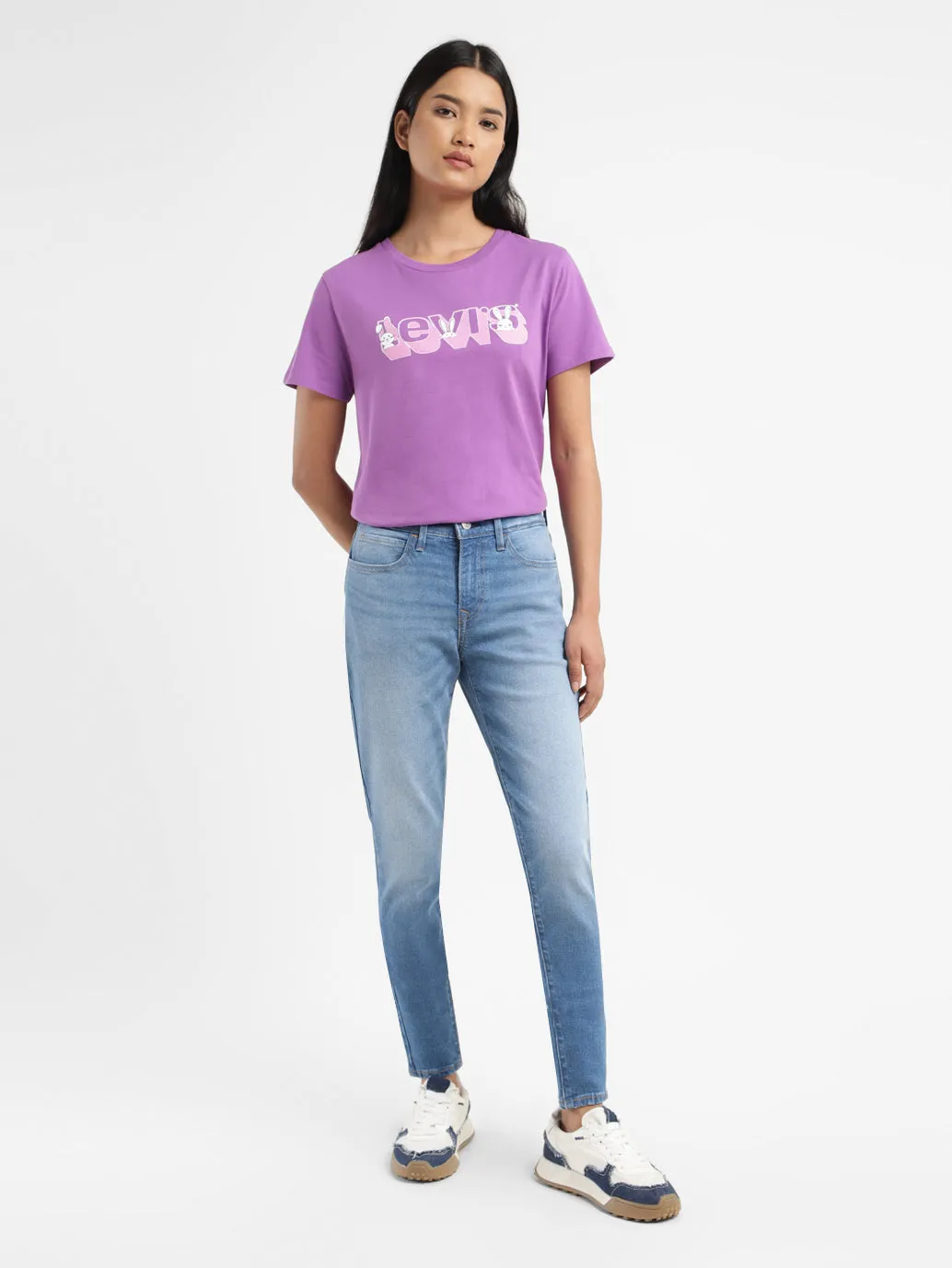 Beach Day Minimalist Style Youth Style Women's 710 Blue Skinny Fit Mid Rise Jeans