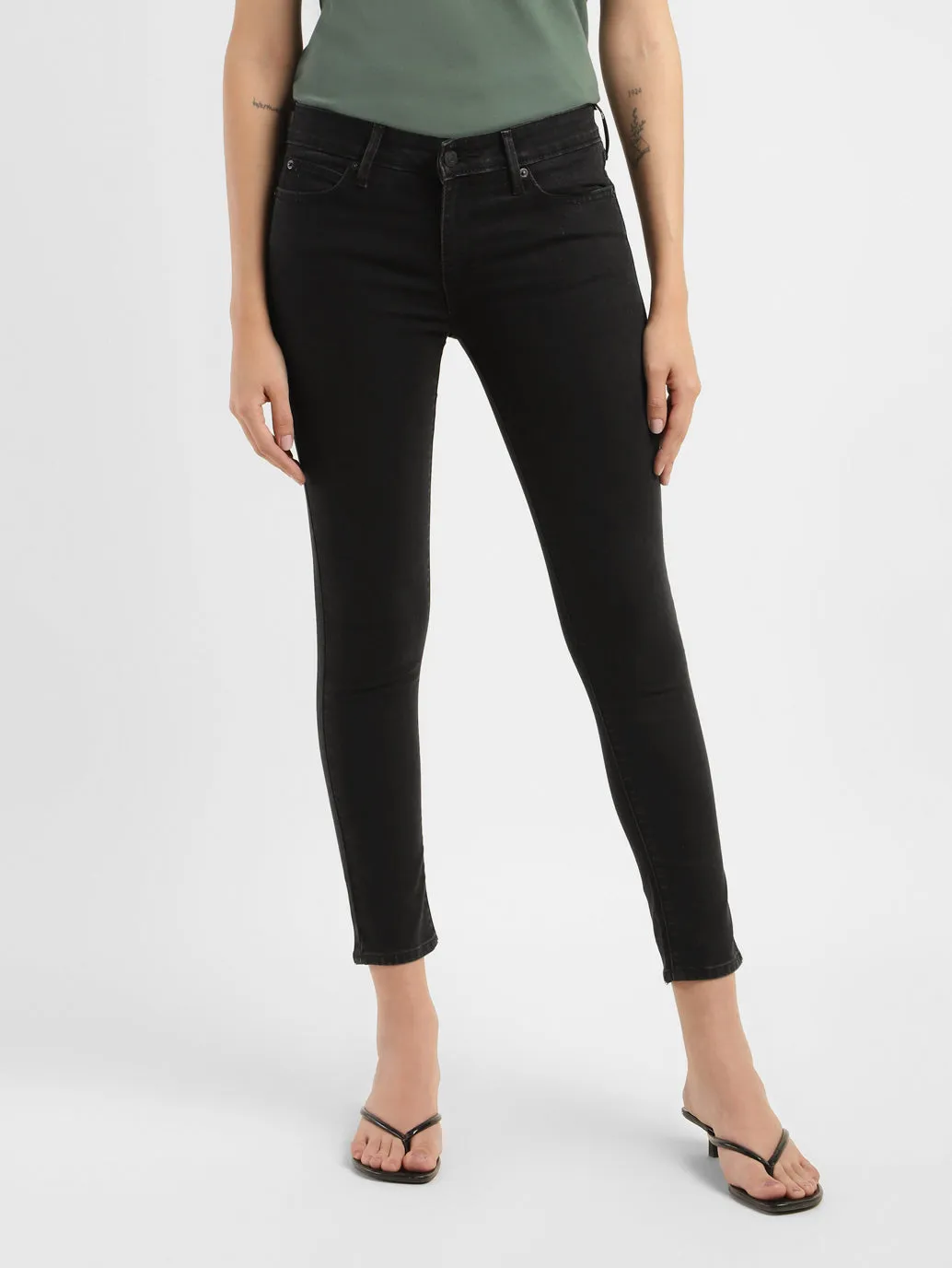 Women's 711 Black Skinny Fit Mid Rise Jeans Smart Fit