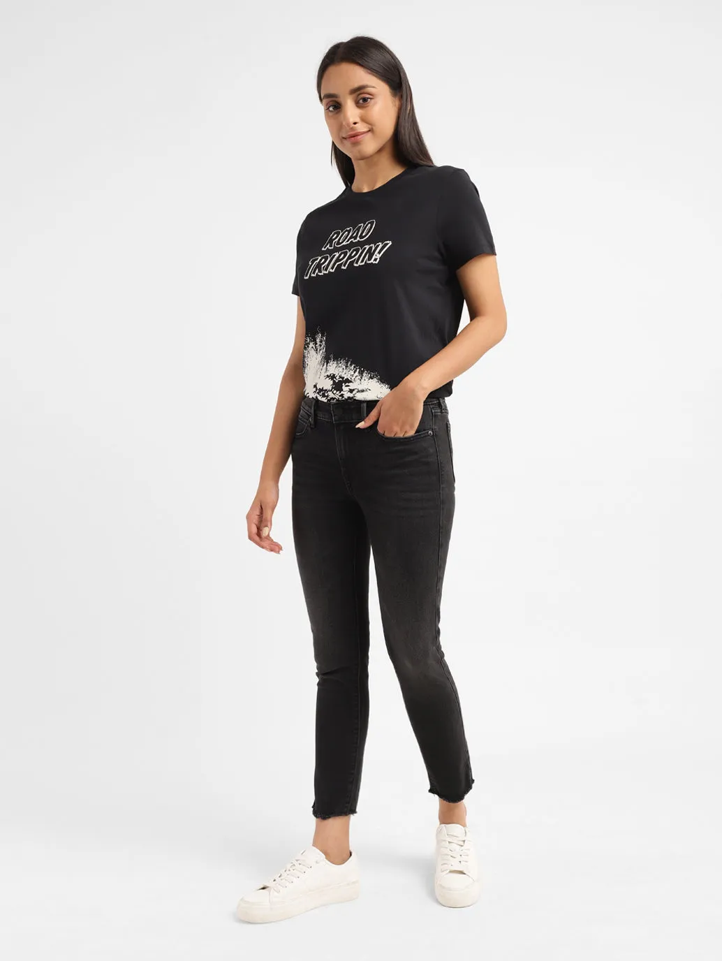 Perfect Waist Women's 711 Black Skinny Fit Mid Rise Jeans