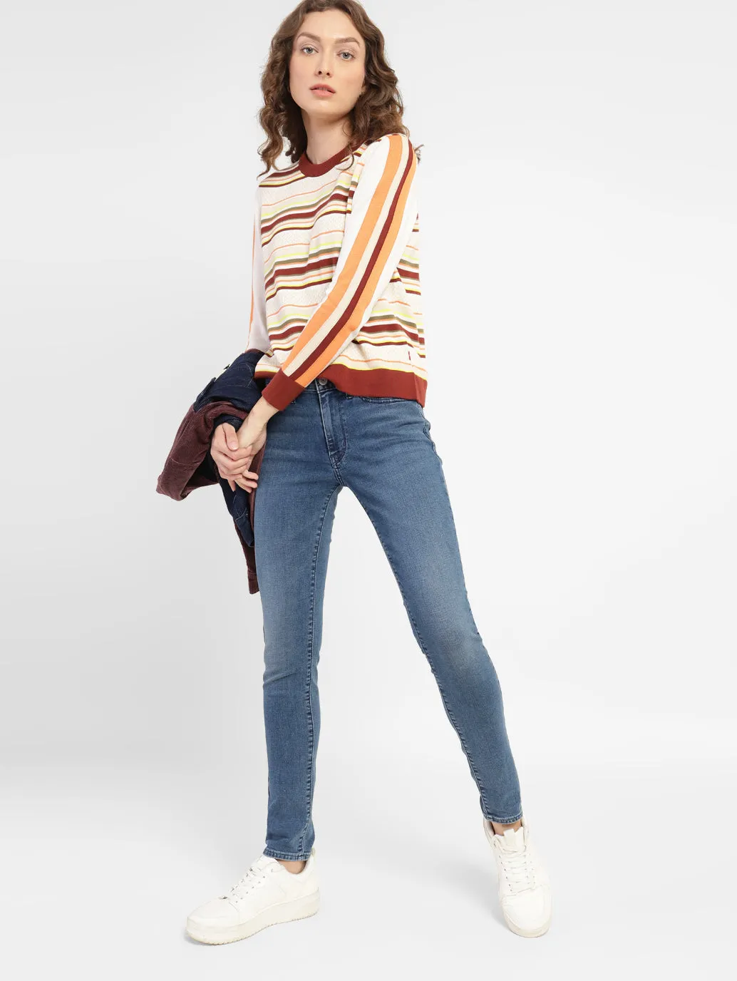 Women's 711 Blue Skinny Fit Mid Rise Jeans Brunch Outfit Trend Setter