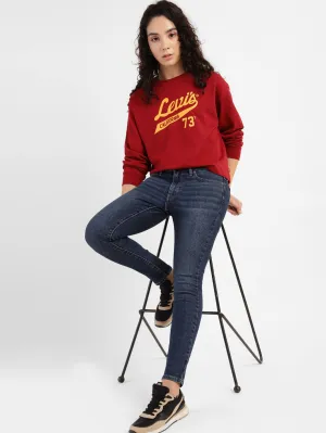 Women's 711 Blue Skinny Fit Mid Rise Jeans High-Quality Fabric